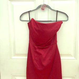 Bebe Red Satin Strapless Dress